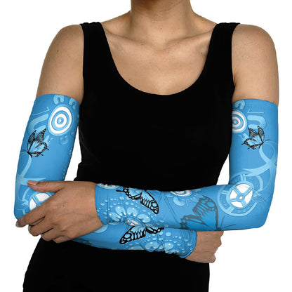 World Diabetes Day Australia Arm Sleeves Blue Ribbon Butterfly Aboriginal Art