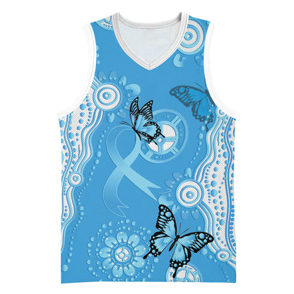 World Diabetes Day Australia Basketball Jersey Blue Ribbon Butterfly Aboriginal Art