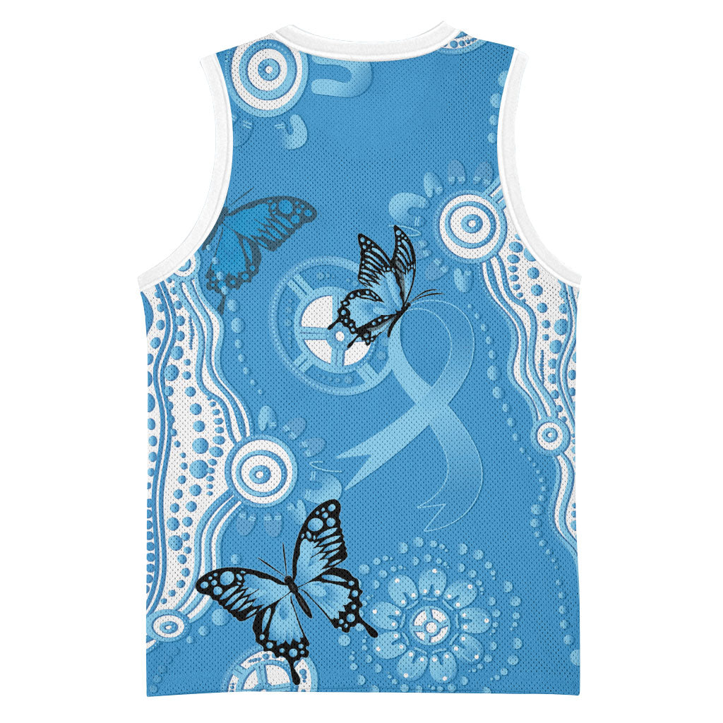 World Diabetes Day Australia Basketball Jersey Blue Ribbon Butterfly Aboriginal Art