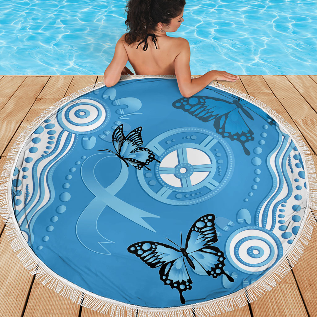 World Diabetes Day Australia Beach Blanket Blue Ribbon Butterfly Aboriginal Art