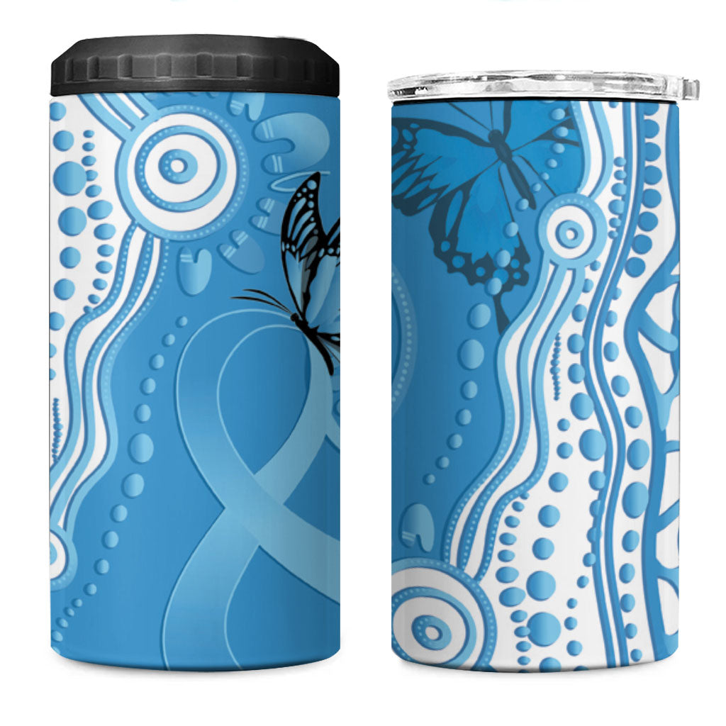 World Diabetes Day Australia 4 in 1 Can Cooler Tumbler Blue Ribbon Butterfly Aboriginal Art