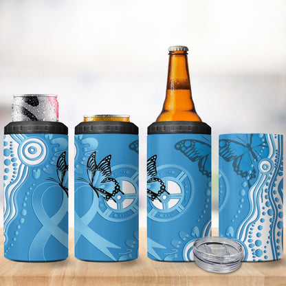 World Diabetes Day Australia 4 in 1 Can Cooler Tumbler Blue Ribbon Butterfly Aboriginal Art