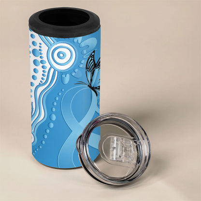 World Diabetes Day Australia 4 in 1 Can Cooler Tumbler Blue Ribbon Butterfly Aboriginal Art