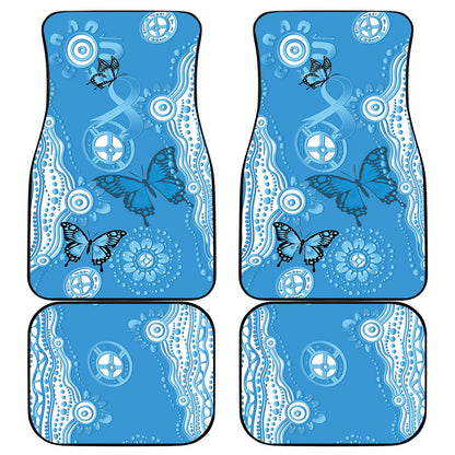 World Diabetes Day Australia Car Mats Blue Ribbon Butterfly Aboriginal Art