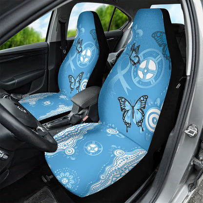 World Diabetes Day Australia Car Seat Cover Blue Ribbon Butterfly Aboriginal Art