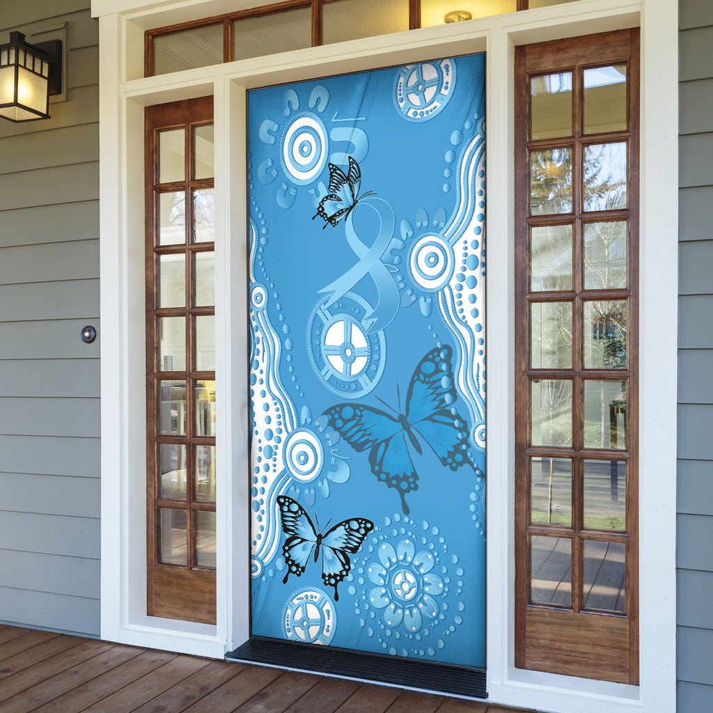 World Diabetes Day Australia Door Cover Blue Ribbon Butterfly Aboriginal Art