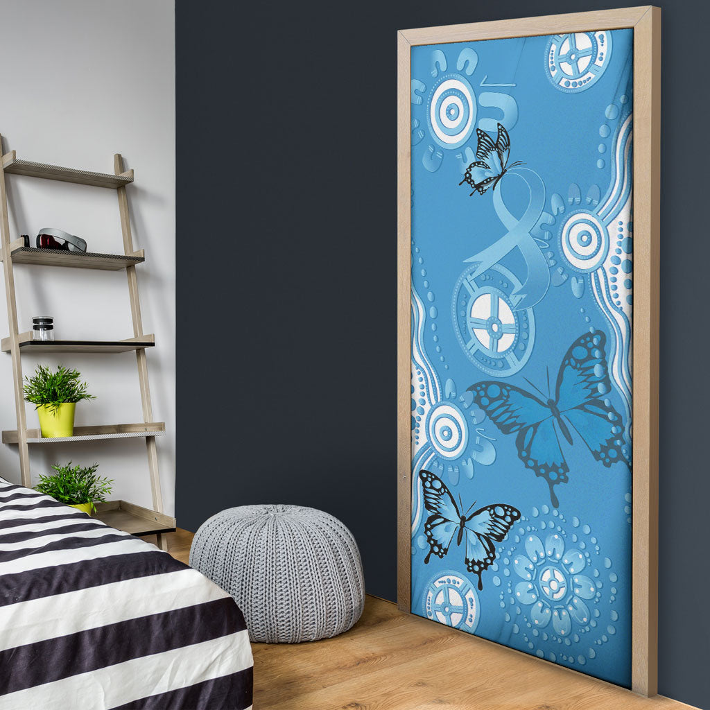 World Diabetes Day Australia Door Cover Blue Ribbon Butterfly Aboriginal Art