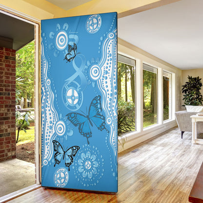 World Diabetes Day Australia Door Cover Blue Ribbon Butterfly Aboriginal Art