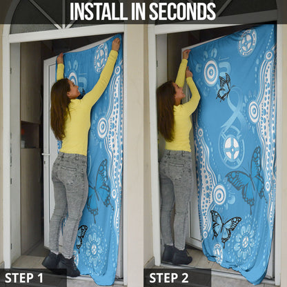 World Diabetes Day Australia Door Cover Blue Ribbon Butterfly Aboriginal Art