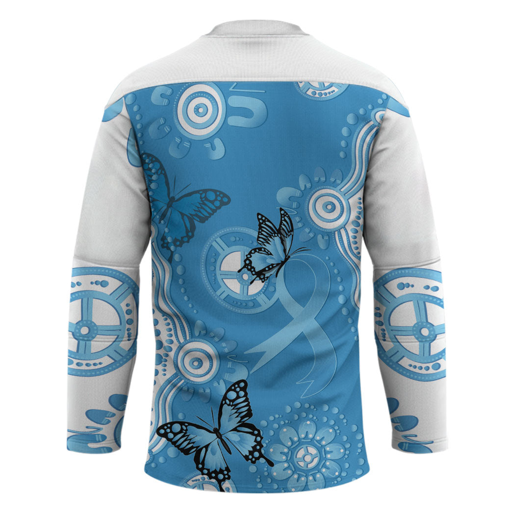 World Diabetes Day Australia Hockey Jersey Blue Ribbon Butterfly Aboriginal Art