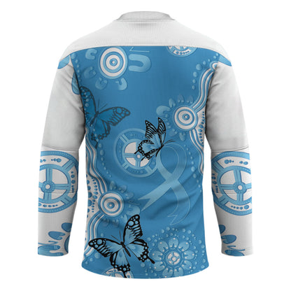 World Diabetes Day Australia Hockey Jersey Blue Ribbon Butterfly Aboriginal Art