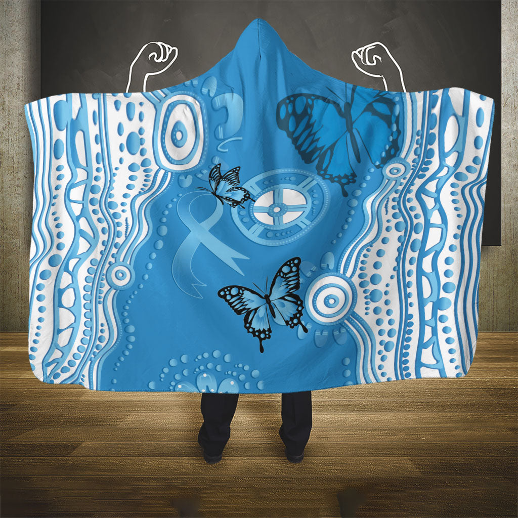 World Diabetes Day Australia Hooded Blanket Blue Ribbon Butterfly Aboriginal Art