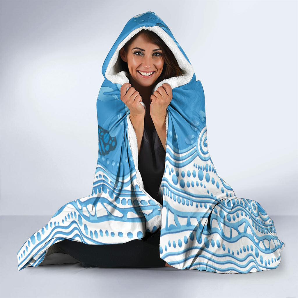 World Diabetes Day Australia Hooded Blanket Blue Ribbon Butterfly Aboriginal Art