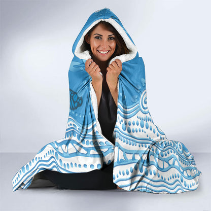 World Diabetes Day Australia Hooded Blanket Blue Ribbon Butterfly Aboriginal Art