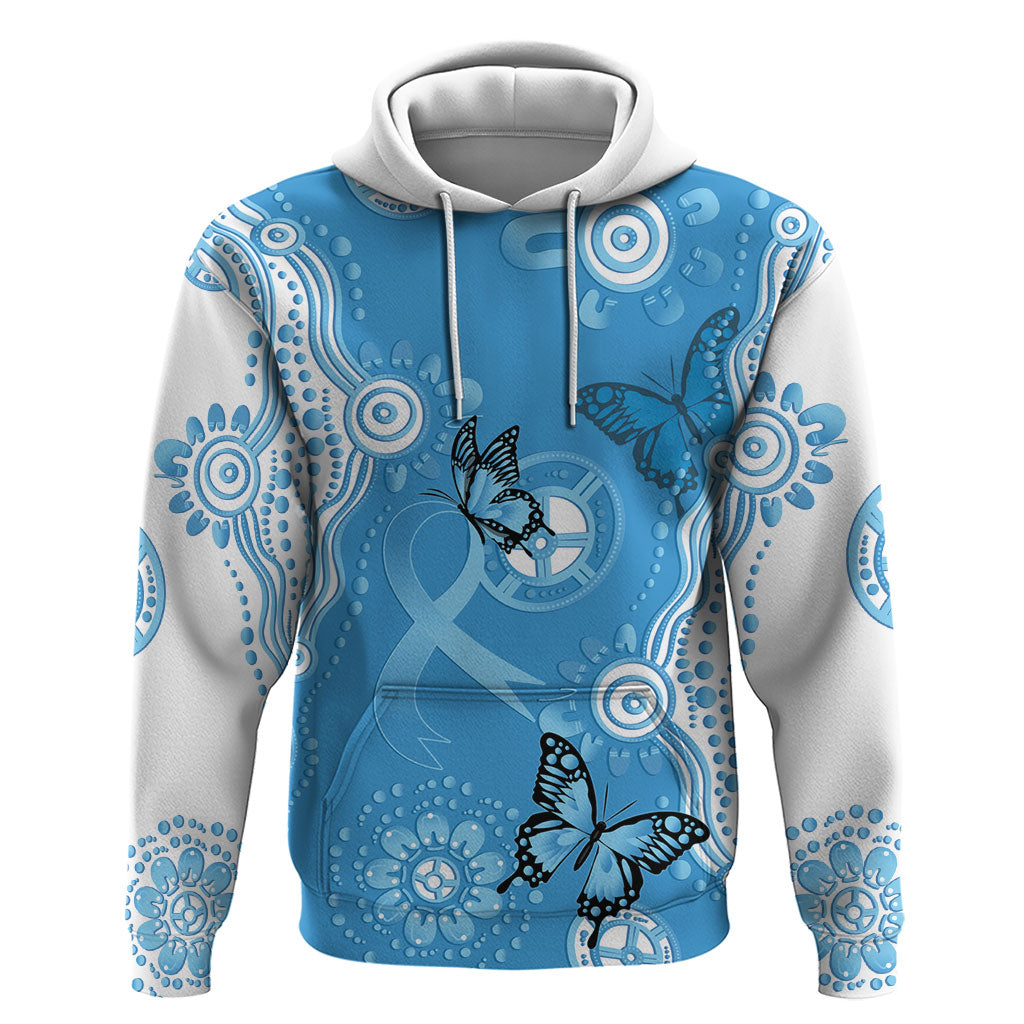 World Diabetes Day Australia Hoodie Blue Ribbon Butterfly Aboriginal Art