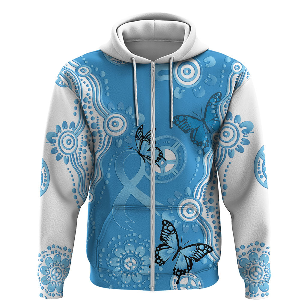 World Diabetes Day Australia Hoodie Blue Ribbon Butterfly Aboriginal Art