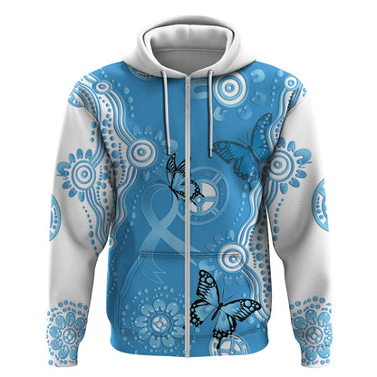 World Diabetes Day Australia Hoodie Blue Ribbon Butterfly Aboriginal Art