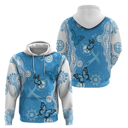 World Diabetes Day Australia Hoodie Blue Ribbon Butterfly Aboriginal Art