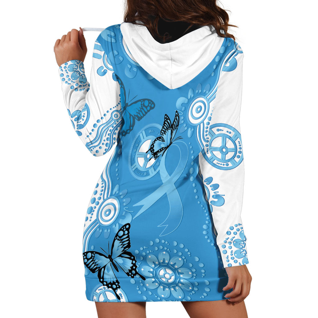 World Diabetes Day Australia Hoodie Dress Blue Ribbon Butterfly Aboriginal Art