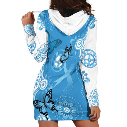 World Diabetes Day Australia Hoodie Dress Blue Ribbon Butterfly Aboriginal Art