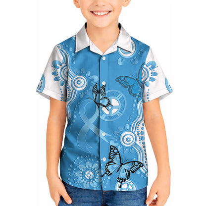 World Diabetes Day Australia Kid Hawaiian Shirt Blue Ribbon Butterfly Aboriginal Art