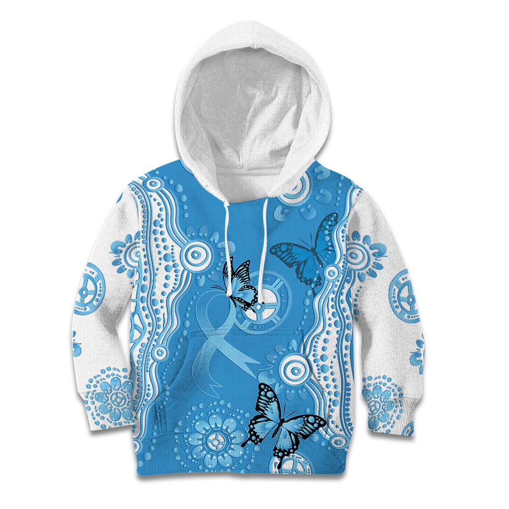 World Diabetes Day Australia Kid Hoodie Blue Ribbon Butterfly Aboriginal Art