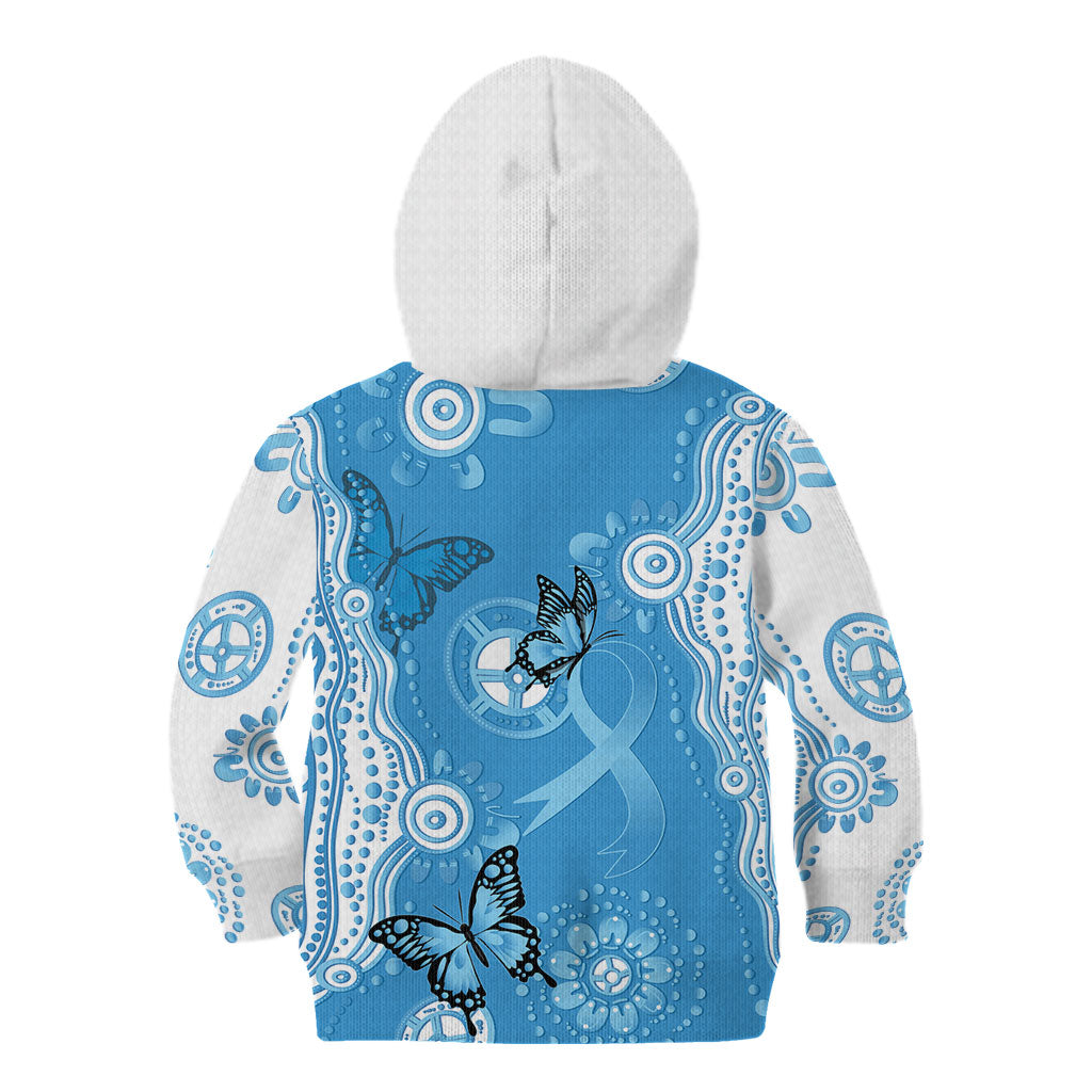 World Diabetes Day Australia Kid Hoodie Blue Ribbon Butterfly Aboriginal Art