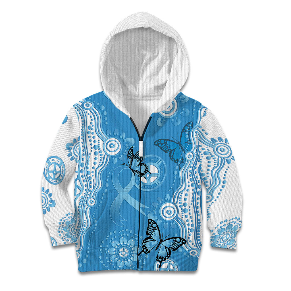 World Diabetes Day Australia Kid Hoodie Blue Ribbon Butterfly Aboriginal Art