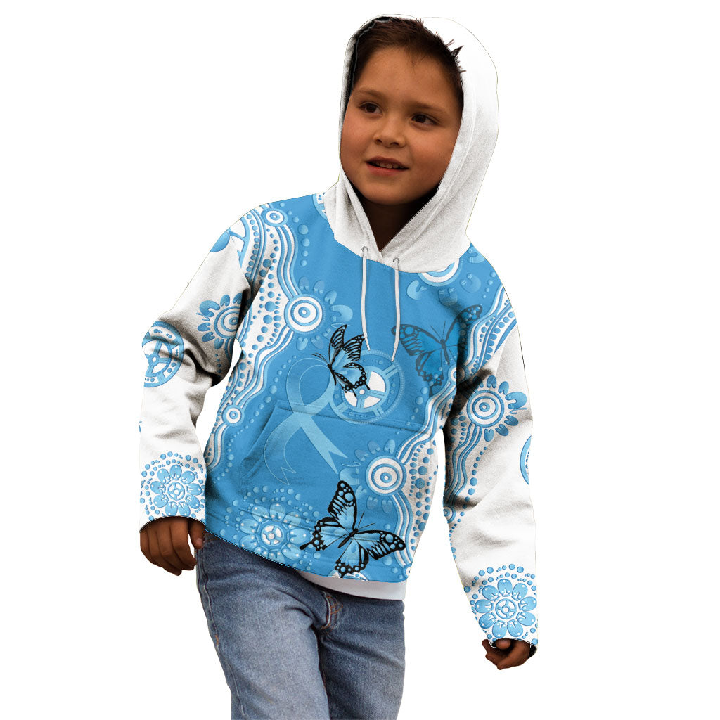 World Diabetes Day Australia Kid Hoodie Blue Ribbon Butterfly Aboriginal Art