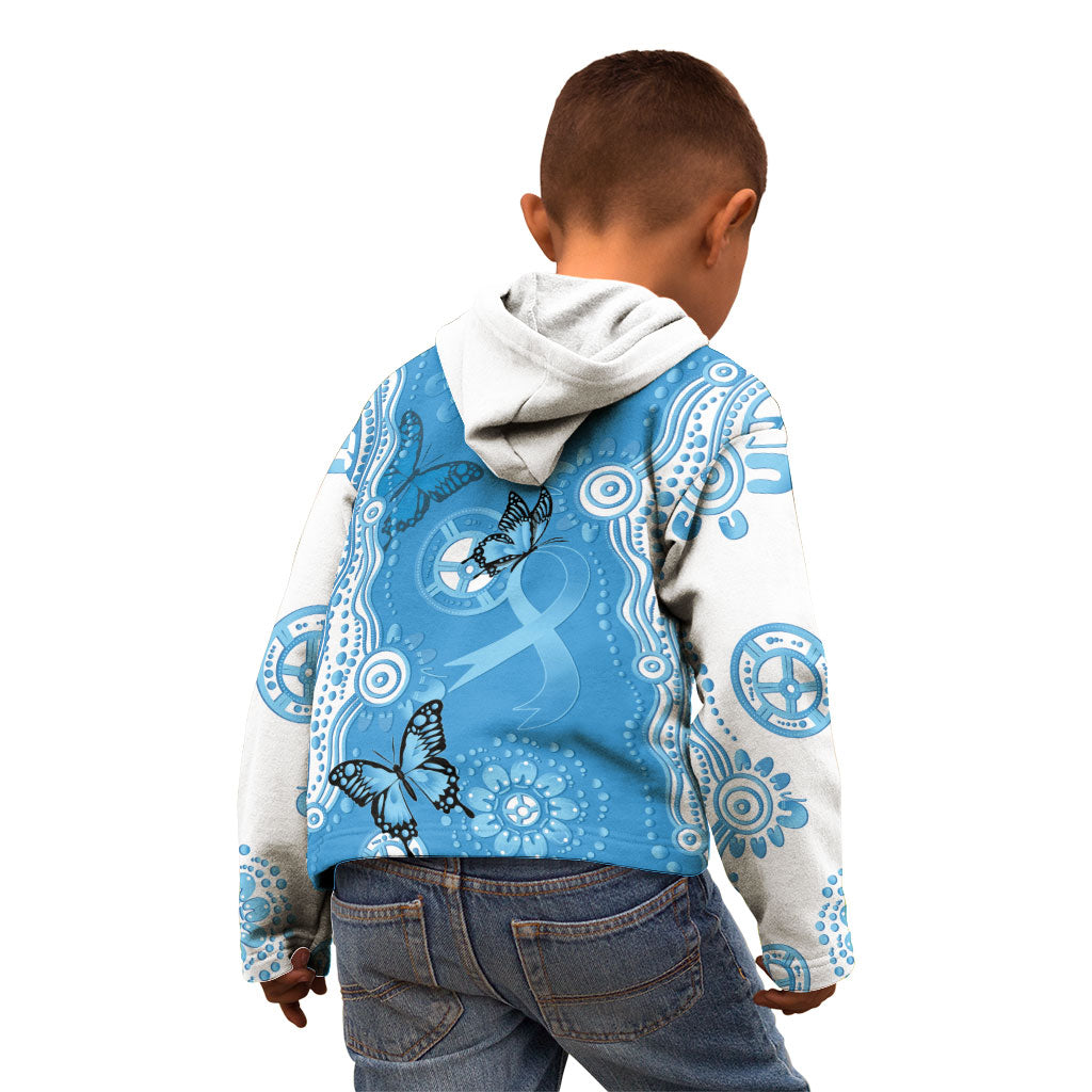 World Diabetes Day Australia Kid Hoodie Blue Ribbon Butterfly Aboriginal Art