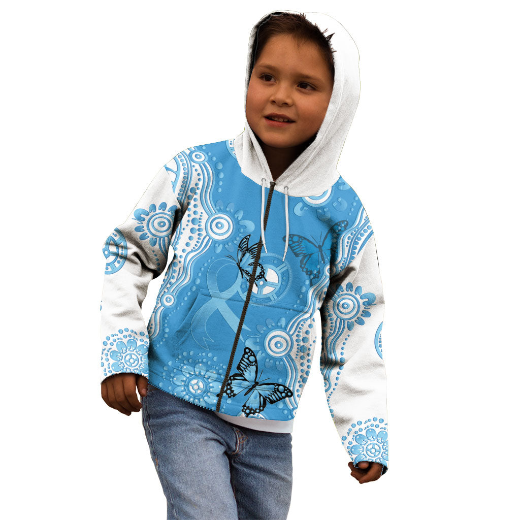World Diabetes Day Australia Kid Hoodie Blue Ribbon Butterfly Aboriginal Art