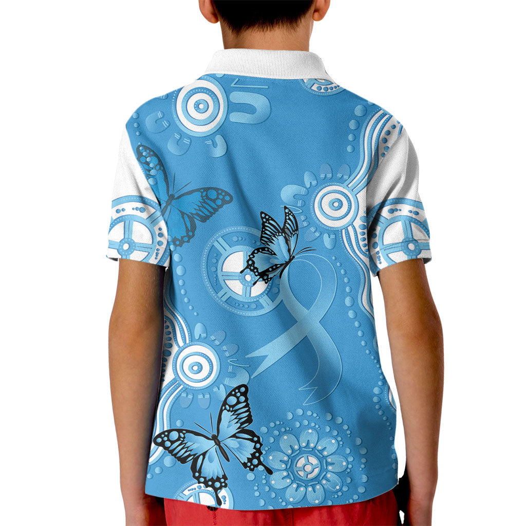 World Diabetes Day Australia Kid Polo Shirt Blue Ribbon Butterfly Aboriginal Art