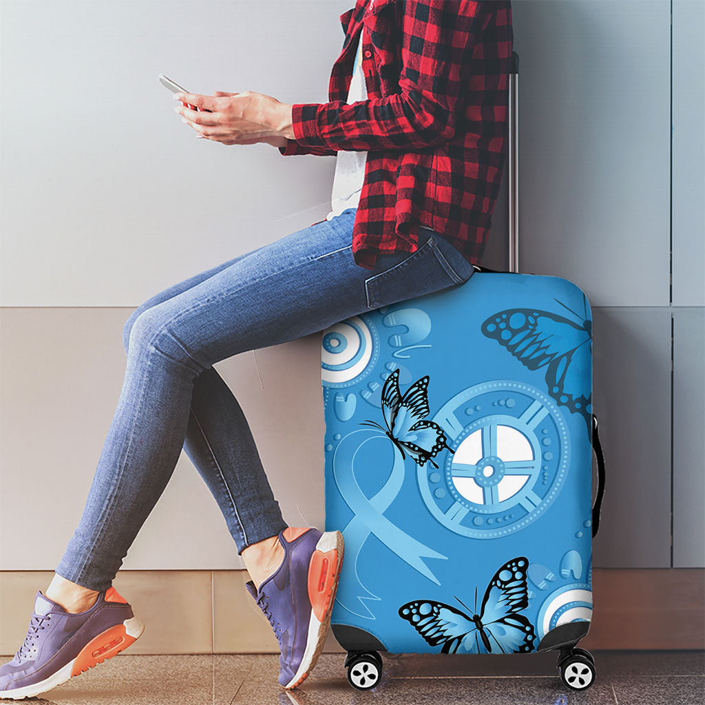 World Diabetes Day Australia Luggage Cover Blue Ribbon Butterfly Aboriginal Art