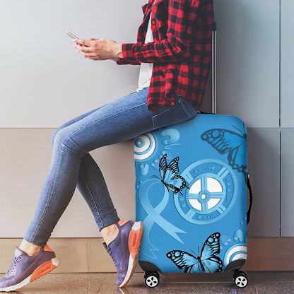World Diabetes Day Australia Luggage Cover Blue Ribbon Butterfly Aboriginal Art