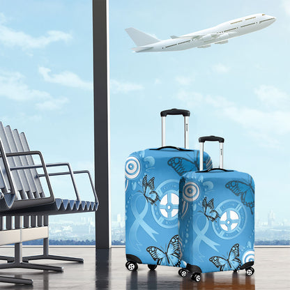 World Diabetes Day Australia Luggage Cover Blue Ribbon Butterfly Aboriginal Art