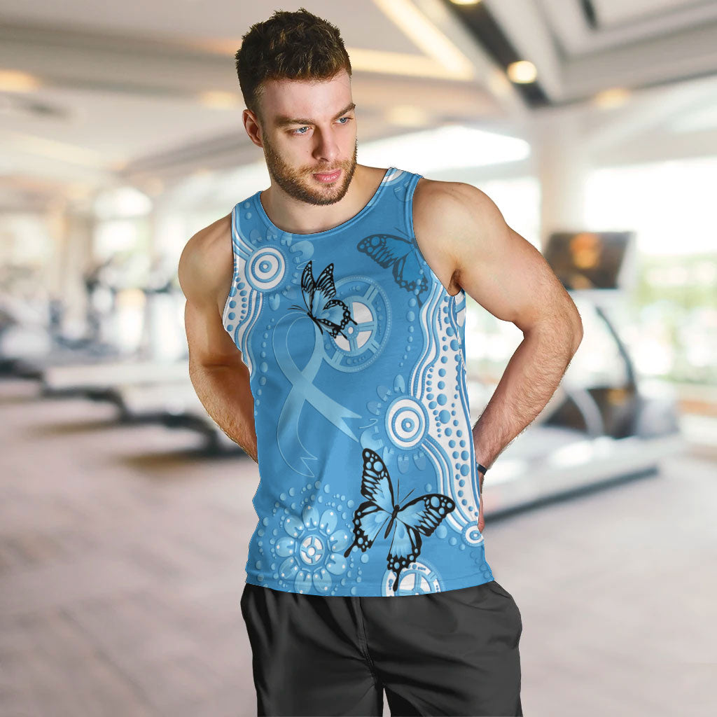 World Diabetes Day Australia Men Tank Top Blue Ribbon Butterfly Aboriginal Art