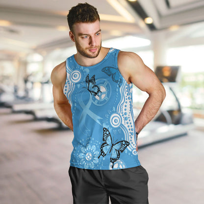 World Diabetes Day Australia Men Tank Top Blue Ribbon Butterfly Aboriginal Art