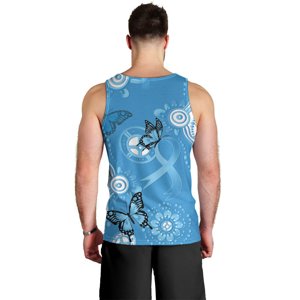 World Diabetes Day Australia Men Tank Top Blue Ribbon Butterfly Aboriginal Art