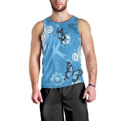 World Diabetes Day Australia Men Tank Top Blue Ribbon Butterfly Aboriginal Art