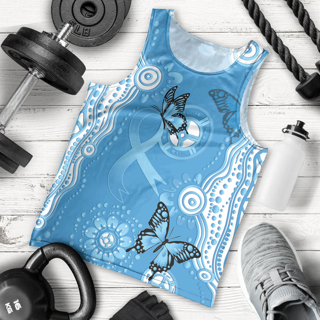 World Diabetes Day Australia Men Tank Top Blue Ribbon Butterfly Aboriginal Art