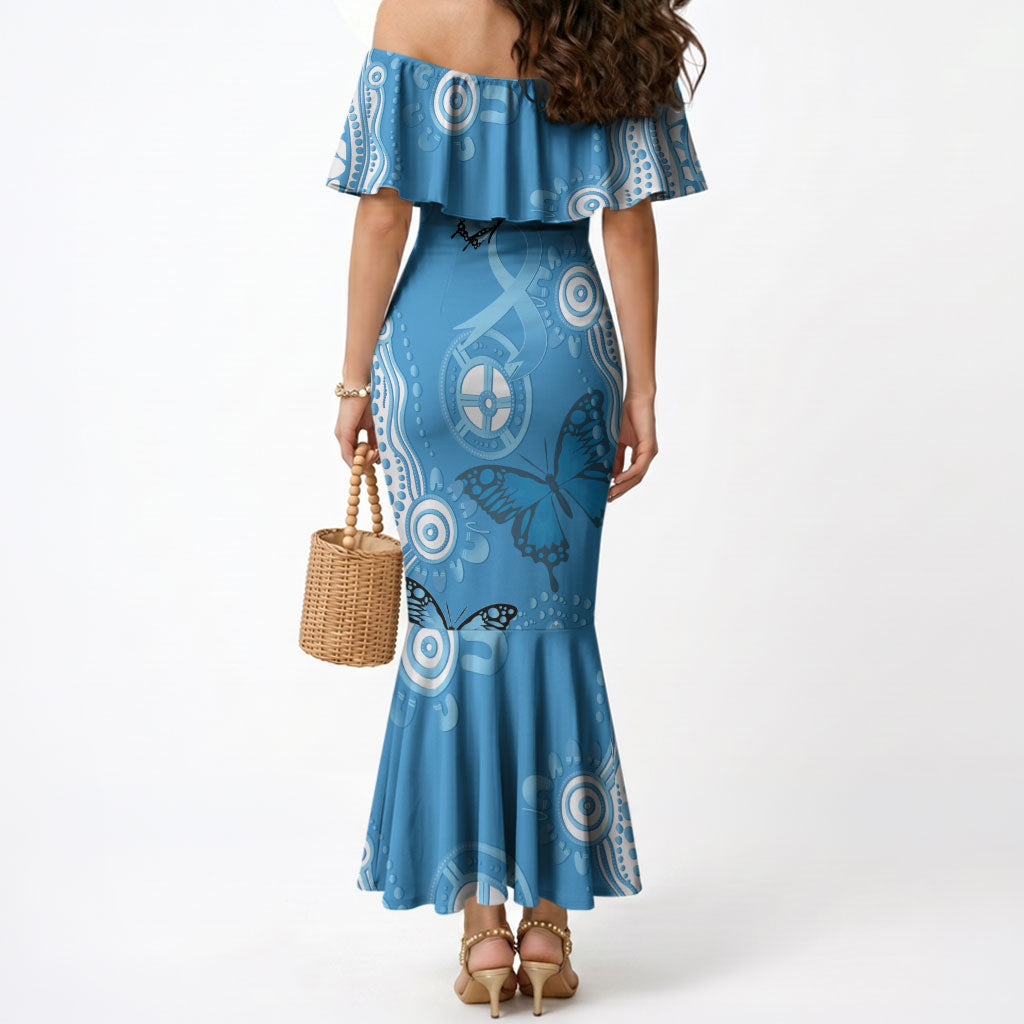 World Diabetes Day Australia Mermaid Dress Blue Ribbon Butterfly Aboriginal Art