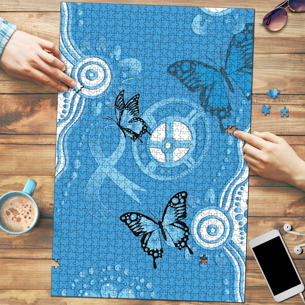 World Diabetes Day Australia Puzzle Blue Ribbon Butterfly Aboriginal Art