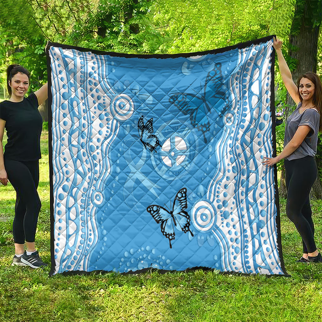 World Diabetes Day Australia Quilt Blue Ribbon Butterfly Aboriginal Art