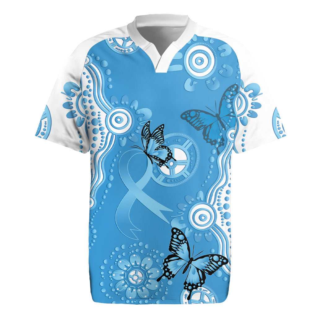 World Diabetes Day Australia Rugby Jersey Blue Ribbon Butterfly Aboriginal Art