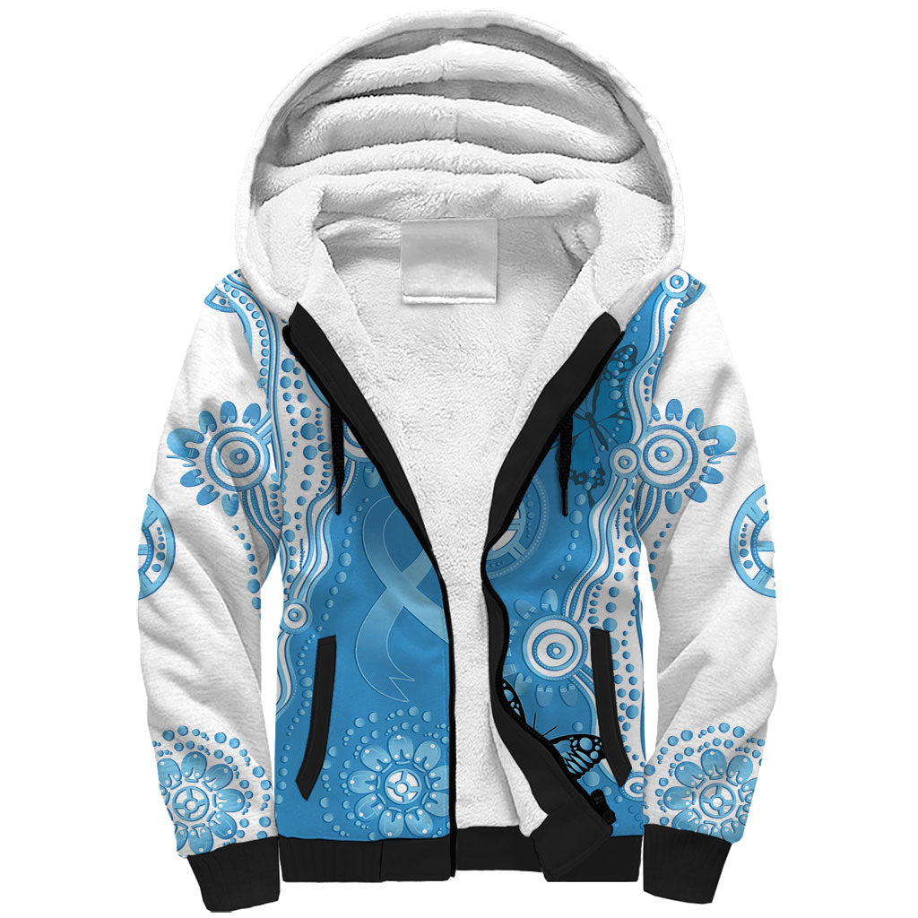 World Diabetes Day Australia Sherpa Hoodie Blue Ribbon Butterfly Aboriginal Art