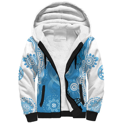 World Diabetes Day Australia Sherpa Hoodie Blue Ribbon Butterfly Aboriginal Art