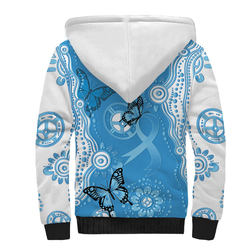World Diabetes Day Australia Sherpa Hoodie Blue Ribbon Butterfly Aboriginal Art