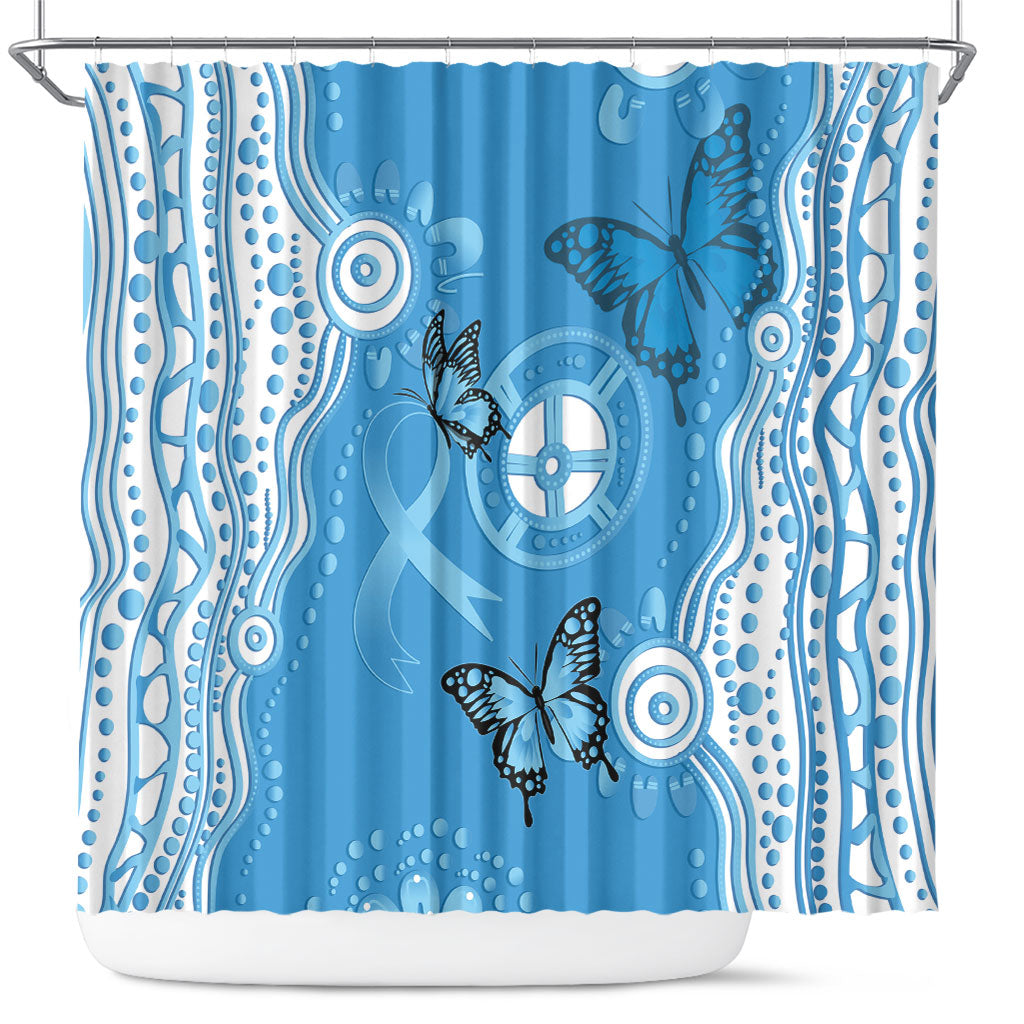 World Diabetes Day Australia Shower Curtain Blue Ribbon Butterfly Aboriginal Art