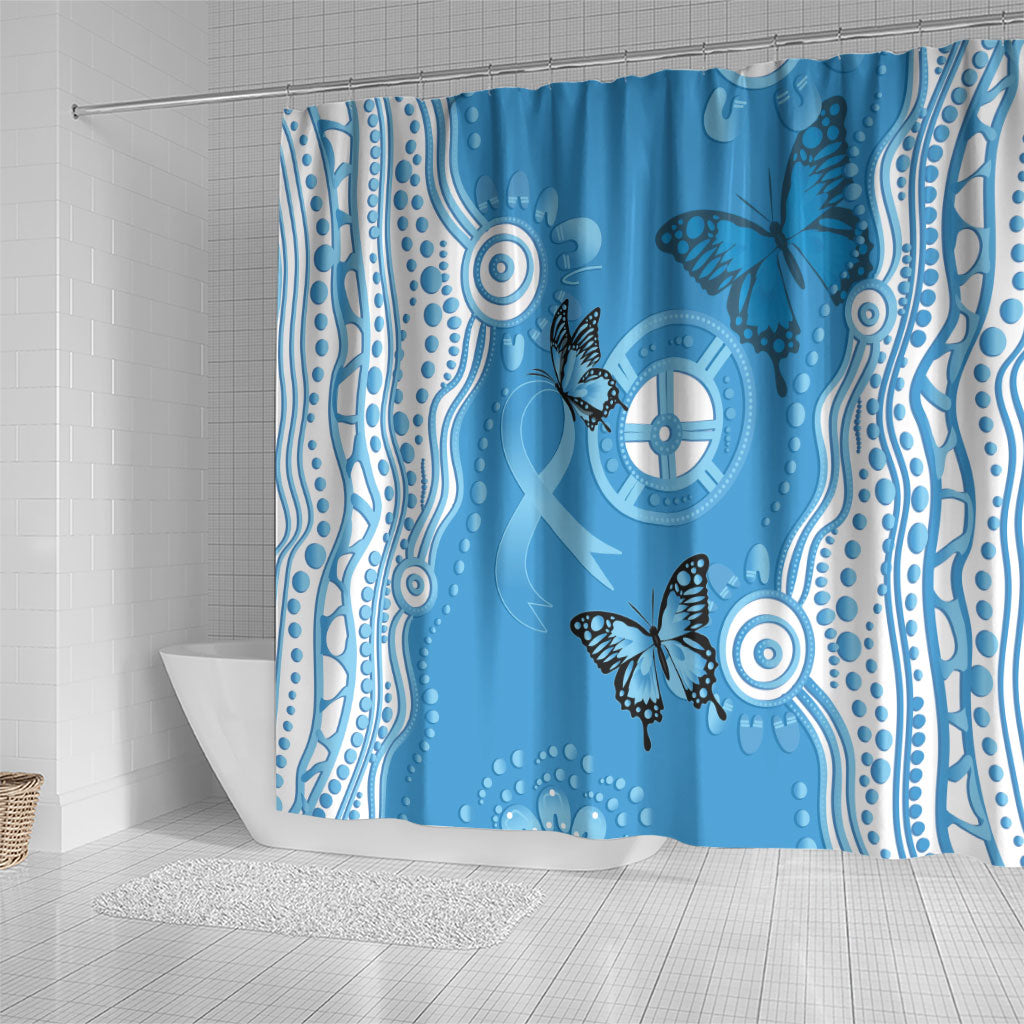 World Diabetes Day Australia Shower Curtain Blue Ribbon Butterfly Aboriginal Art