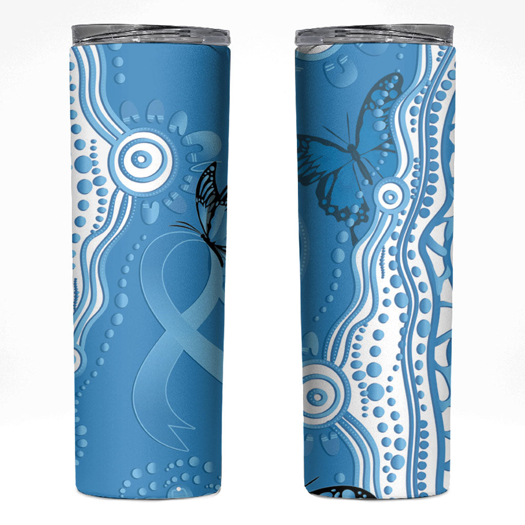 World Diabetes Day Australia Skinny Tumbler Blue Ribbon Butterfly Aboriginal Art